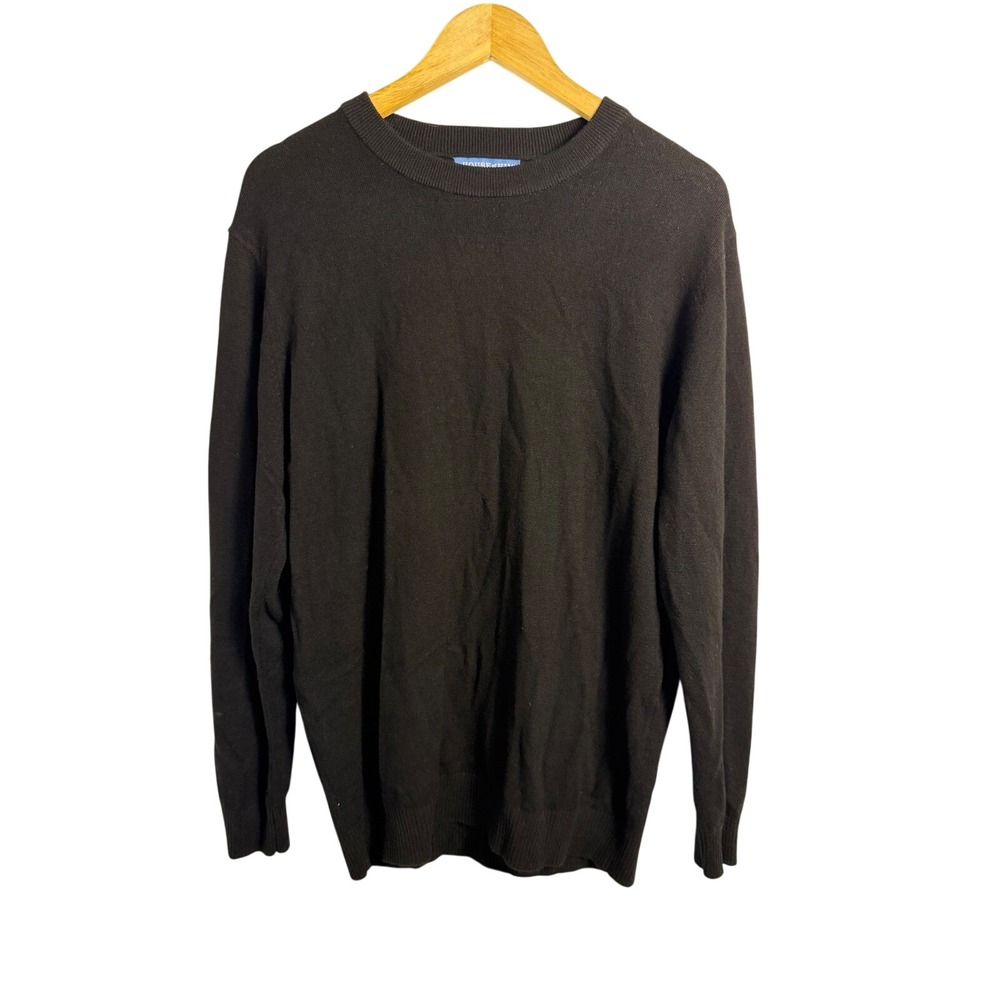 Quiet Luxury Old Money 100% Wool Black Crewneck Long Sleeve Sweater
